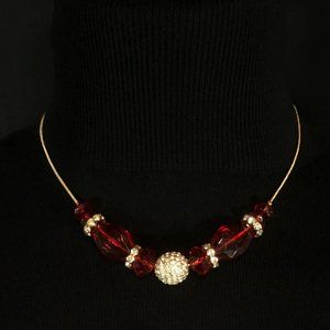 Faux Ruby and Crystal Necklace